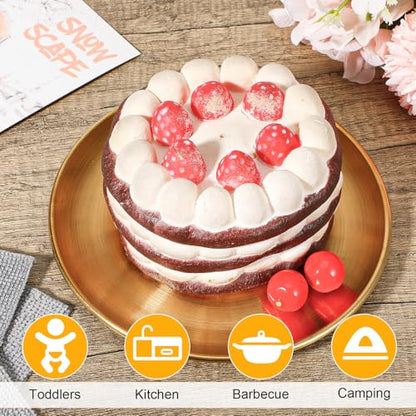 20Pcs 6.5 Inch Gold Stainless Steel Dinner Plates, Round Dessert Serving Trays Gold Dessert Plates for BBQ Salad Snack Camping Dishwasher Safe