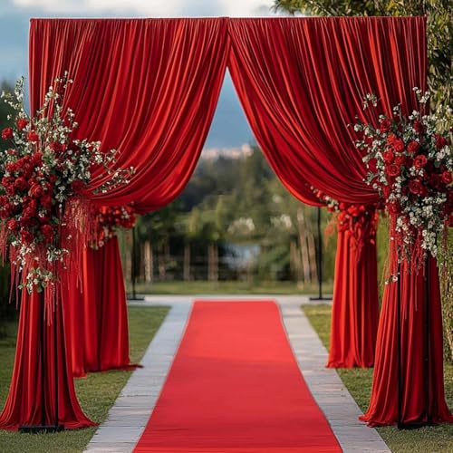 20ftx12ft Red Backdrop Curtains for Wedding-Wrinkle Free Backdrops Curtain Drapes Fabric Decorations Photo Back Drop Cloth for Baby Shower Photography Stage Reception 4Panels 12ft(H) x 5ft(W) - color: Red, size: W5' x H12'(4 panels)