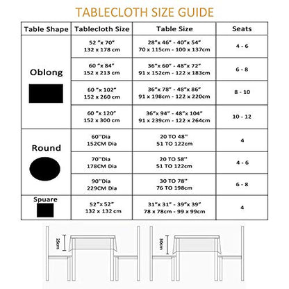 EHouseHome Faux Linen Tablecloth with Lace Trim - Waterproof/Spill Proof/Stain Resistant/Wrinkle Free/Oil Proof - for Banquet, Parties, Dinner,Wedding,Holiday,Denim Blue Round 70Inch - color: Denim Blue, size: 70" (Round)