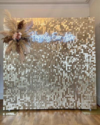 Glitter Sequin Backdrop Light Gold Shimmer Wall 6FTx4FT Disco Backdrop for Party Wedding Anniversary Birthday Bachelorette Party - color: Light Gold, size: 6ftx4ft