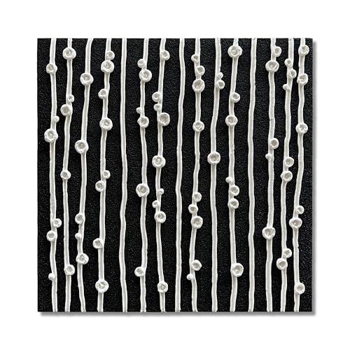 NANKAI Art Hand-Painted Black and White Thick-Textured Abstract Painting Contemporary Minimalist Canvas Oil Painting, Home Office Wall Decoration Art, 24x24 inches - color: Nkhb341