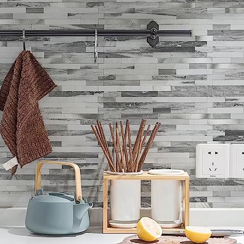Peel and Stick Backsplash, 20-Sheet Peel and Stick Tiles 12.1" x 5.9" Stick on Backsplash PVC Wall Tile for Kitchen Fireplace - color: Carrara Gray Marble