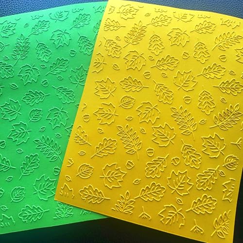 Arbuya Fall Leaves Plastic Embossing Folders Template - Maple Leaf Texture Plate Embossers for Card Making DIY Scrapbooking Paper Crafting Handmade Crafts Arts Supplies, 5"x7" - color: Leaves