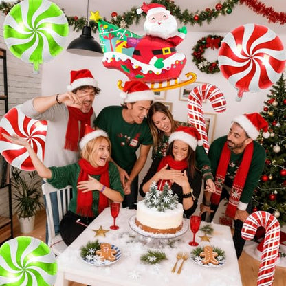 Biapian Christmas Balloons Decorations, Large Santa Claus Balloons Foil Red Green Windmill Candy Cane Balloon Helium for s Christmas Baby Shower Holiday Xmas New Year Birthday Party Decorations - style: Santa Claus