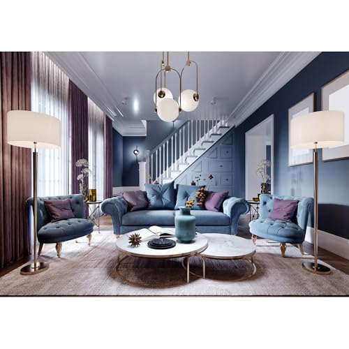 Luxury Living Room Backdrop Modern House Interior Photography Background Cozy Sofa Window Curtains Fashion Design Backdrop for Video Conference Zoom Meetings Home Office Background Props 5x3ft - color: Brown_Blue, size: 5x3ft