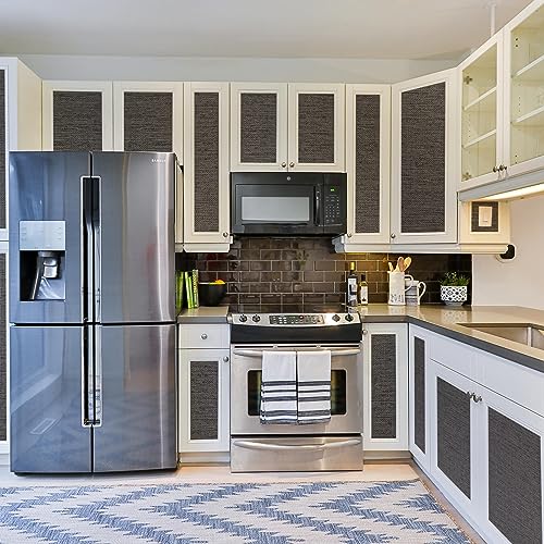 WADILE Grasscloth Peel and Stick Wallpaper 15.7in x 196.8in, Textured Contact Paper for Cabinets, Faux Linen Wall Paper Pull and Stick, Fabric Vinyl Wallpaper Self Adhesive Brown Gray - color: Brown Gray, size: 15.7" x 196.8"