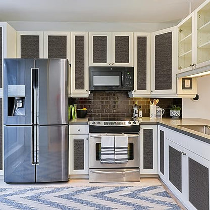 WADILE Grasscloth Peel and Stick Wallpaper 15.7in x 196.8in, Textured Contact Paper for Cabinets, Faux Linen Wall Paper Pull and Stick, Fabric Vinyl Wallpaper Self Adhesive Brown Gray - color: Brown Gray, size: 15.7" x 196.8"