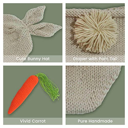 M&G House Newborn Photography Outfits Baby Crochet Knitted Photoshoot Props Animal Costume Set - color: 03 Rabbit Carrot Outfit