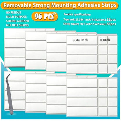 Birllaid Double Sided Tape for Walls, Picture Hanging Strips Removable Mounting Adhesive Tape for Hanging Picture Poster Decorations - style: Square and strips