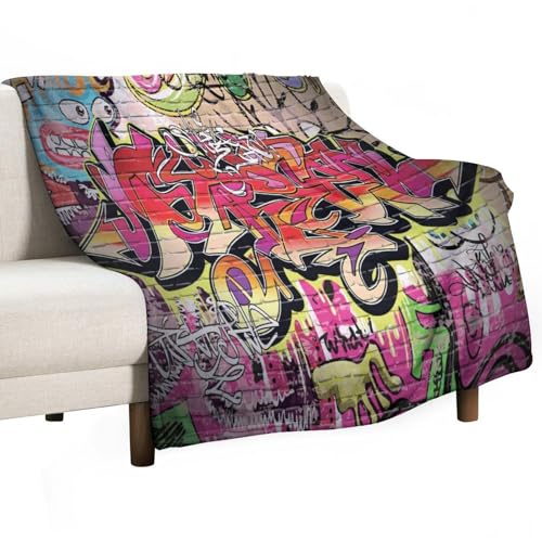 Graffiti Brick Wall Throw Blanket Urban Street Art Stones Spray Paint Tagger Underground Themed Blanket for Sofa Bed Couch Chair Or Dorm 30"x40" - color: Style-6, size: 30"x40"