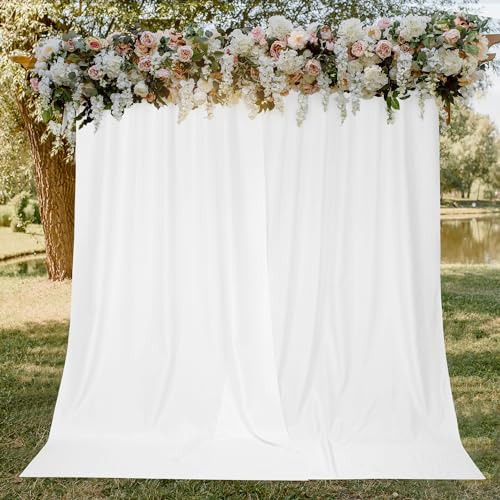 Deconovo Backdrop Drapes–Curtains for Weddings, Parties, Birthdays, Stage & Graduation Decorations, Holiday Curtains for Home & Event Decor, White, W5 x H10 FT,2 Panels