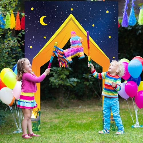3Pcs Camping Party Decorations Porch Banners Backdrop for Summer Camp Campfire Adventure Door Cover Camper Theme Birthday Baby Shower Photo Booth Props Supplies - style: Camping Party