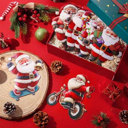 Christmas Santa Claus Garland Wooden Santa Claus Banner Christmas Decoration for Home, Wooden Hanging Garland for Xmas Winter Party Wall Decor Photo Booth Backdrop - style: Santa Claus