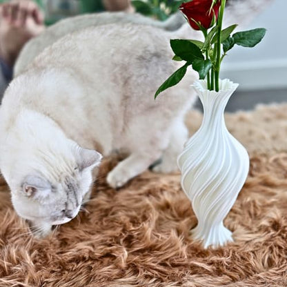 Threaded vase, Fluted Transparent, Modern, Suitable for Living Room, Dining Table, Entrance, Shelf, Wedding, Office, Coffee Table, Birthday, 5.9 inches (White-2) - color: White-2