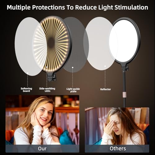 10.5" Desk Ring Light with Stand 10-Level Dimmable LED Key Light with Phone Holder, Stable Zoom Lighting for Computer Video Calls Conference Recording Streaming Home Office Podcast Photography