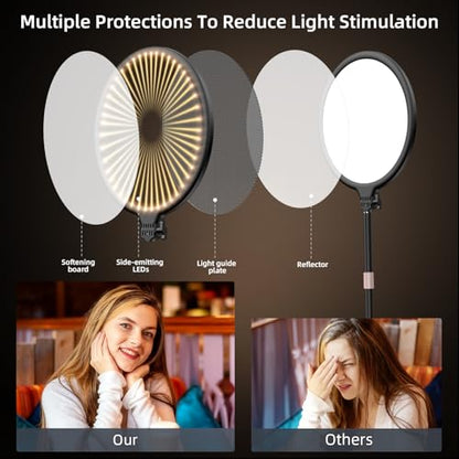 10.5" Desk Ring Light with Stand 10-Level Dimmable LED Key Light with Phone Holder, Stable Zoom Lighting for Computer Video Calls Conference Recording Streaming Home Office Podcast Photography