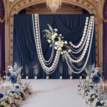 10ft x 10ft Wrinkle Free Navy Blue Backdrop Curtains Panels, 2 Panels 5x10ft Silky Polyester Photo Backdrop Drapes for Birthday Wedding Party Graduation Photography Background - color: Navy Blue, size: 10ftx10ft