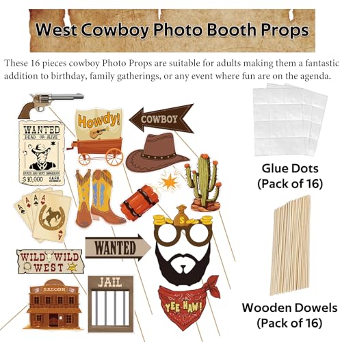 Western Cowboy Cowgirl Photo Booth Props Inflatable Frame, 17Pcs Wild West Themed Party Decoration with Large Inflatable Selfie Frames for Country Rustic Cowboy Party Selfie Supplies - size: Western Cowboy Inflatable Frame