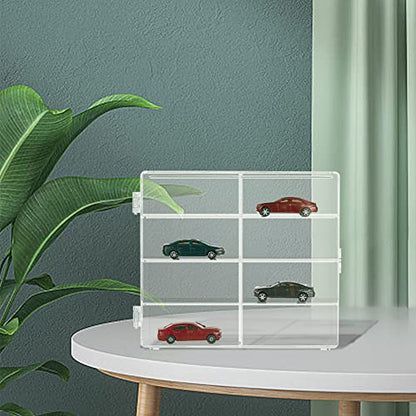 OLYCRAFT 8-Compartment Acrylic Display Case - Clear Storage Box for Model Cars and Jewelry Beads - 7.7x6.7x1.7 Inch - color: 8 Compartments