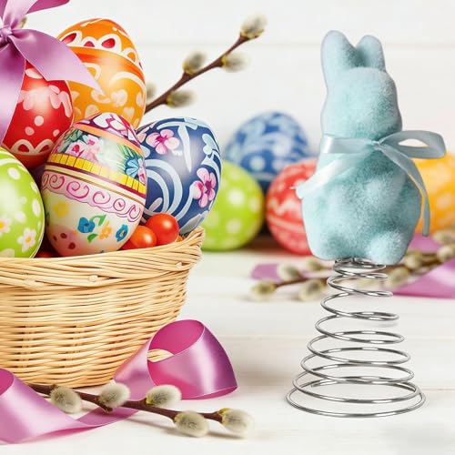 Bunny Tree Topper,Spring Festival Moss Rabbit Ornament - Flocking Bunny Topper,for Home Farmhouse Party Mantel Cabinet Porch Basket Gathering Celebration - color: Blue