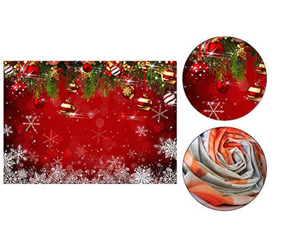 7x5ft Snowflake Christmas Photography Backdrop for Winter New Year Eve Family Party Birthday Glitter Bokeh Sparkle Red Xmas Background Newborn Baby Shower Decoration Photo Booth Props