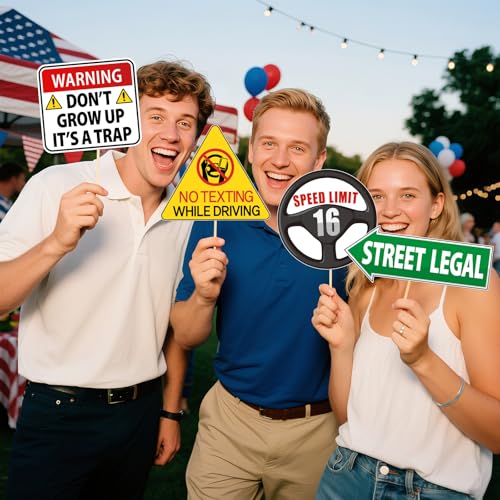 16th Party Photo Booth Props, Drivers License Theme 17th 18th New Driver Birthday Decorations for Boys Girls 20Pcs