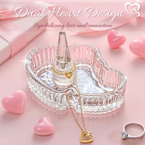 H&D HYALINE & DORA Crystal Heart Ring Holder Engagement Wedding Ring Holder For Jewelry, Christmas Birthday Gifts for Women,Her,Best Friend - color: Clear，Heart-2