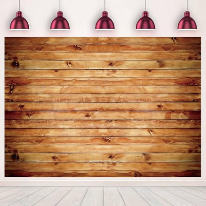 7x5FT Wood Wall Photo Backdrop Rustic Natural Wooden Board Photography Background Birthday Party Baby Shower Cake Table Decoration Banner Studio Booth Prop Supplies Polyester - size: 7X5FT