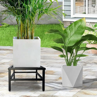 Plant Stand Indoor Outdoor,18 Inch Square Metal Plant Stands Riser,Heavy Duty Wrought Iron Pedestal Holders for Large Flower Pot,Outside Rust-Proof Black Flower Display Shelf for Patio,1-Pack