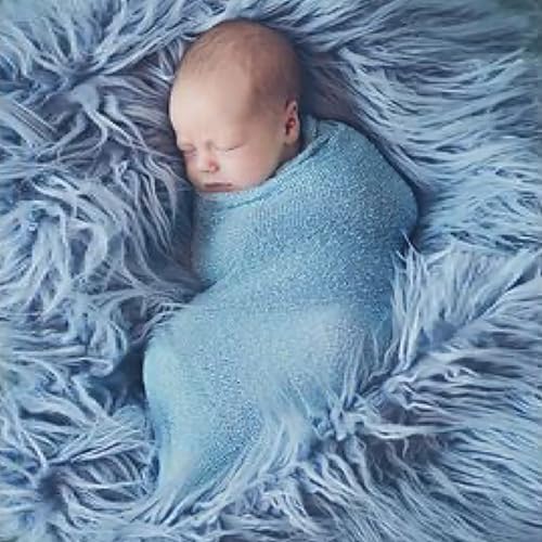 Newborn Photography Props Stretch Newborn Photography Wrap Blanket for Baby Boys Girls Posing Photo Shoot Props - color: Ocean