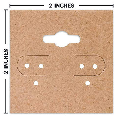 The Display Guys 100-pc Earring Cards for Selling - Jewelry Hanging Earring Display Cards, Earring Holder Cards (Kraft Brown, 2 x 2) Fit 3 Pairs - color: Kraft Plain, size: 2" X 2"