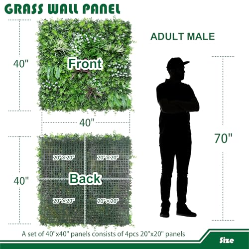 Artificial Grass Wall Panels 40"x40"-6Packs Greenery Backdrop Faux Boxwood Panel Fake Hedge for Garden Wedding Décor Outdoor Green Privacy Fence, 05 Mixed - color: #05Mixed4040, size: 40"x40"