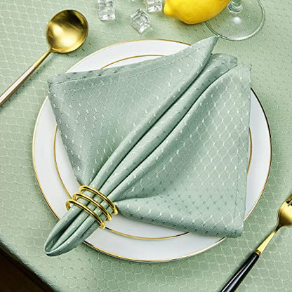Cloth Napkins Set of 8 – Square 17x17 Inch Jacquard Fabric Polyester Washable Reusable Cloth Napkins for Kitchen Dinner Dining Restaurants Wedding Party Banquet (Sage Green) - color: Sage Green
