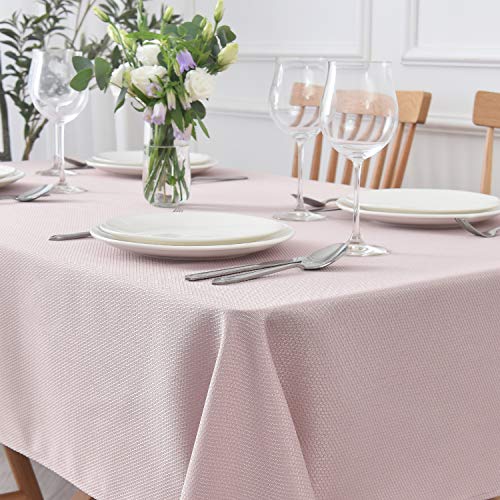 maxmill Jacquard Square Tablecloth Stain Resistant Spillproof Wrinkle Free Washable Soft Table Cloth, Decorative Fabric Table Cover for Dining Room, Indoor and Outdoor Use, 52 x 52 Inch, Dusty Pink - color: Nova Dusty Pink, size: 52" x 52" (Square)