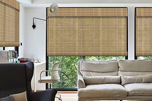 Letau No Drill No Tools Cordless Wood Window Shades Blinds, Bamboo Light Filtering Roller Shades, Color 18 - color: Color 18