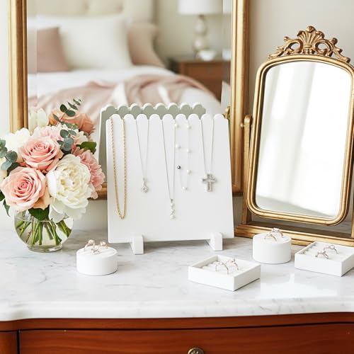 Tondiamo 9 Inch Velvet Necklace Jewelry Display Stands Organizer Necklace Storage Holder for Home Shop Show(White) - color: White