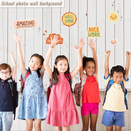Classroom Fabric Bulletin Board 47x141inch White Wood Texture Back to School Classroom Backdrop Decorations for Wall Door Background, DIY Craft, Bulletin Boards, Pillow, Curtain, Reusable, Easy to Cut - style: White Wood Grain
