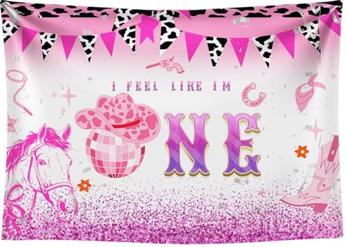 7x5Ft Disco Cowgirl 1st Birthday Backdrop Western Pink 1st Rodeo Birthday Photography Background Let's Go Girls Party Decorations Banner Photo Booth Props - color: Ice cream Backdrop 7