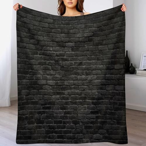 Black Brick Wall Throw Blanket Stone Wall Print Gothic Modern City Building Vintage Blanket for Sofa Bed Couch Chair Or Dorm 30"x40" - color: Style-2, size: 30"x40"