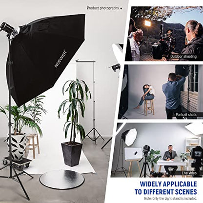 NEEWER 9.8ft/3m Air Cushioned Light Stand, Heavy Duty Metal Photography Tripod Stand with 1/4" to 3/8" Reversible Spigot, 3 Way Mounting Interface & Metal Locking Knobs, Max Load 5.5lb/2.5kg - size: 300cm w/Air Cushioned