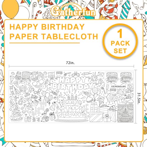 Gatherfun Giant Coloring Poster for Classroom Wall - Versatile 31.5 x 72 Inches Birthday Activity Poster/Table Cover, School Parties, Birthday Party and Special Events Decoration - style: Happy Birthday