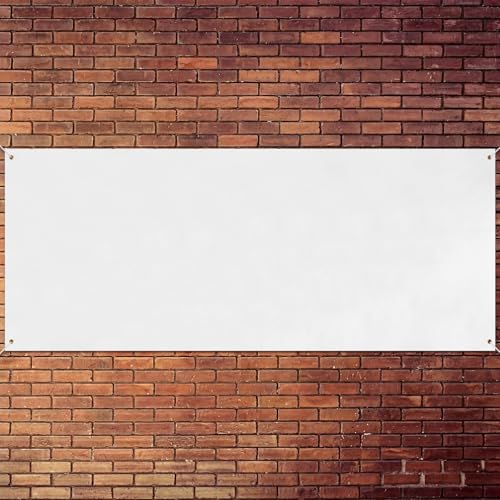 Zonon Large Blank Banners And Signs Polyester Oxford Cloth Sublimation Banner To Decorate With Hanging Rope For Indoor Wall Outdoor Easy to Hang DIY Signs For Business Office (White,2 x 8 Feet) - color: White, size: 2 X 8 Feet