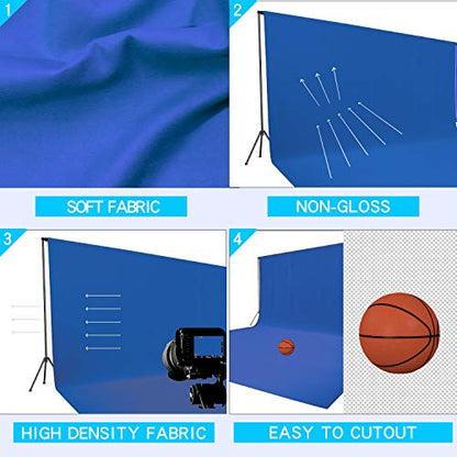 ISSUNTEX 10X20 ft Background Muslin Backdrop, Photo Studio, Collapsible High Density Screen for Video Photography and Television-Blue - color: Blue, size: 10X20 ft