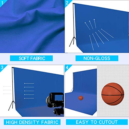 ISSUNTEX 6X9 ft Background Muslin Backdrop, Photo Studio, Collapsible High Density Screen for Video Photography and Television-Blue - color: Blue, size: 6X9 ft