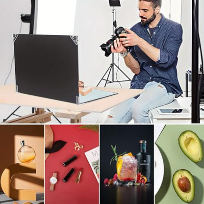 14Pcs 24Patterns Photo Backdrop Board, Small Product Photography Table Top Shooting with Light and Shadow/Acrylic Reflective Display Boards for Food Makeup Jewelry(16.5x11.5in)