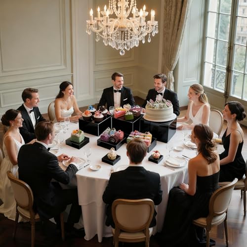 8 PCS Black Buffet Risers，Large Food Risers for Buffet Table, Dessert Table Display Set, Food Stands for Display Party，Jewelry Display Stand, Acrylic Cube Boxes big size(10"-9"-8"-7"-6"-5"-4"-3") - color: black-8PCS-3-10