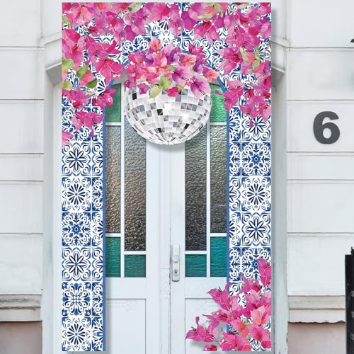 Mindsoft Mama Theme Party Porch Banner Disco Themed Door Hanging Decoration Mama Theme Photo Banner Props Background Blue Pink Queen Themed Party Decoration for Birthday Bachelorette Bridal Shower - style: Dancing Queen
