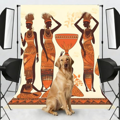 African Tribal Woman Backdrop Background for Photography 5x7ft Photobooth Professional Photo Backdrop Curtains Video Photography Studio Photo Backgrounds Banner Booth Background Screen Parties - color: African Tribal Woman