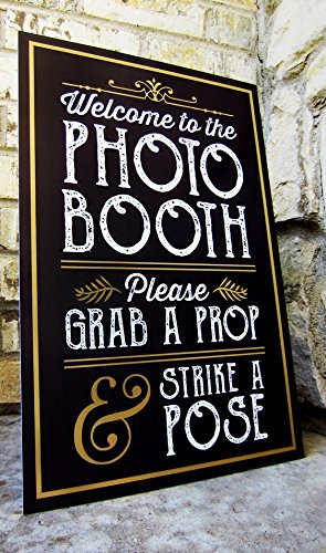 PERFECT PHOTO BOOTH PROP SIGN WITH EASEL BACKER STAND, Great for DIY Photo Booth, Grab A Prop Strike A Pose Photo Booth Sign, Great for wedding, birthday, holiday events and more!