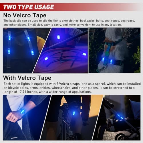 Nilight LED Safety Light 4PCS Blue Marine Navigation Bike Tail Lights Three Modes Waterproof Reflective Gear Clip On Flash Strobe Indicator Lamp for Night Boating Fishing Cycling Jogging - color: 3LED Safety Light-Blue
